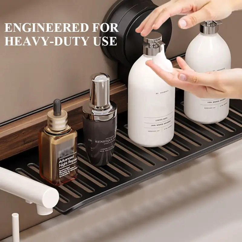 رف الحمام شفط كأس الشامبو حامل مخزن للمكياج المنظم الألومنيوم دش الجرف الحمام المنظم لا الحفر جدار الرف