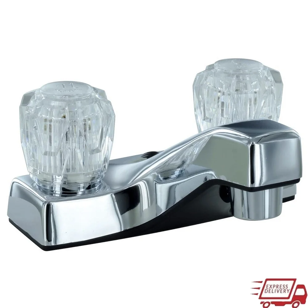 

4-дюймовый хромированный смеситель для ванной комнаты с двумя ручками, регулируемая ручка, крепление на 2 отверстия, пластиковый корпус, высокая скорость потока