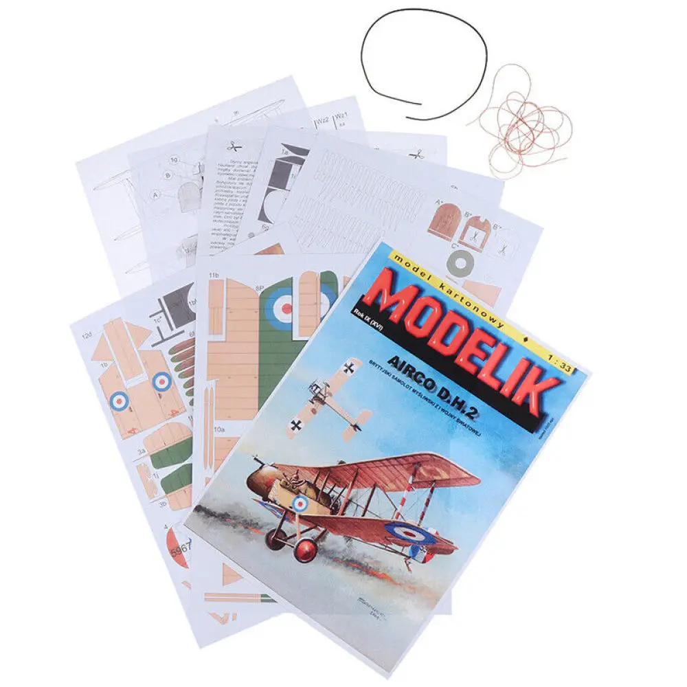 1:33 Scale WWI Airco DH.2 British Single-seat Biplane Aircraft Paper Model Kit Handmade Toy DIY Collection Gift Home Decoration