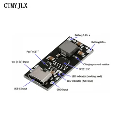 5pcs IP2312 Type-C 3A Polymer Ternary Lithium Battery Charger Board 5V to 4.2V Quick Fast Charging PCB Module IP2312 CC CV