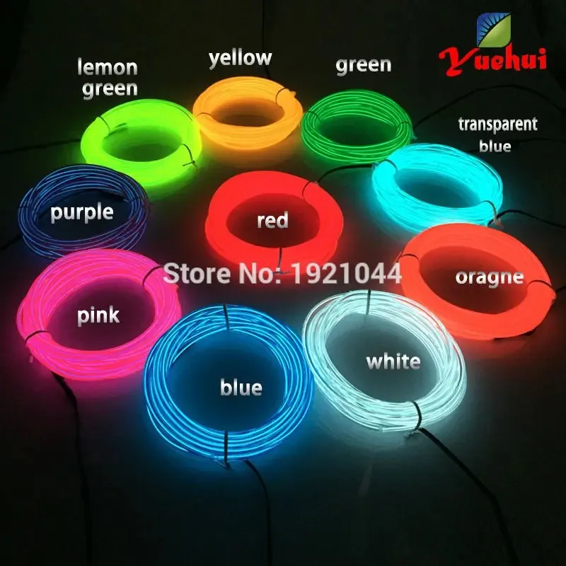 Luminous 3.2mm EL Wire Lights long lifetime 10 Color Available EL Wire for Wedding Decoration DIY Glowing Bar Party Supplies