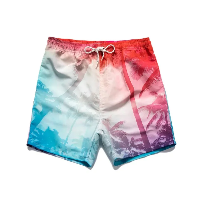 3D Print Short Pants For Men Palm Leaf Astronaut Pattern Board Shorts Summer Hawaiian Casual Loose Quick Dry Sports Swim Trunks