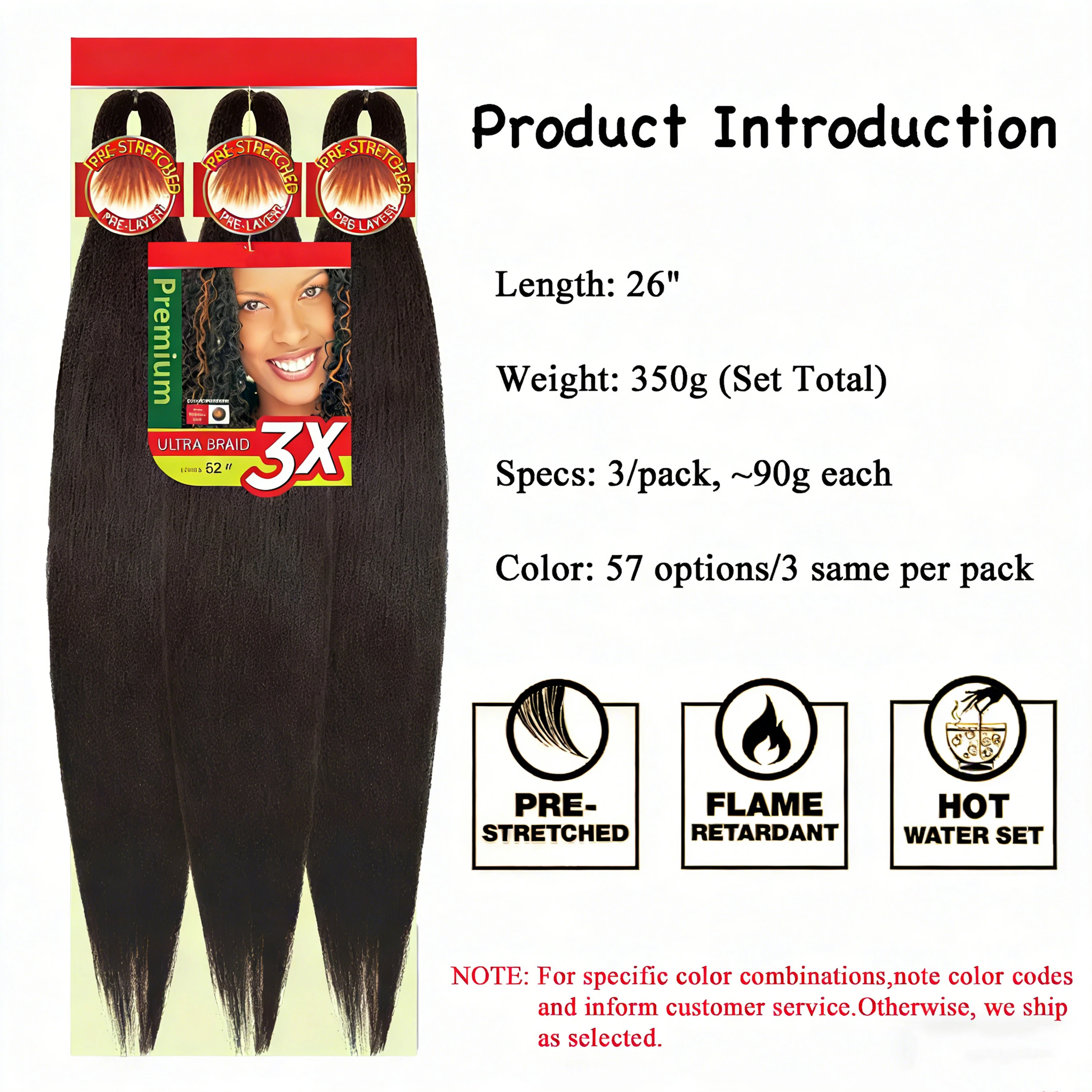 26 inch Fine Pack Prestretched Easy Synthetic Braiding Hair Extensions Kanekalon Jumbo Box Crochet Hair VEYDA Braiding Hair