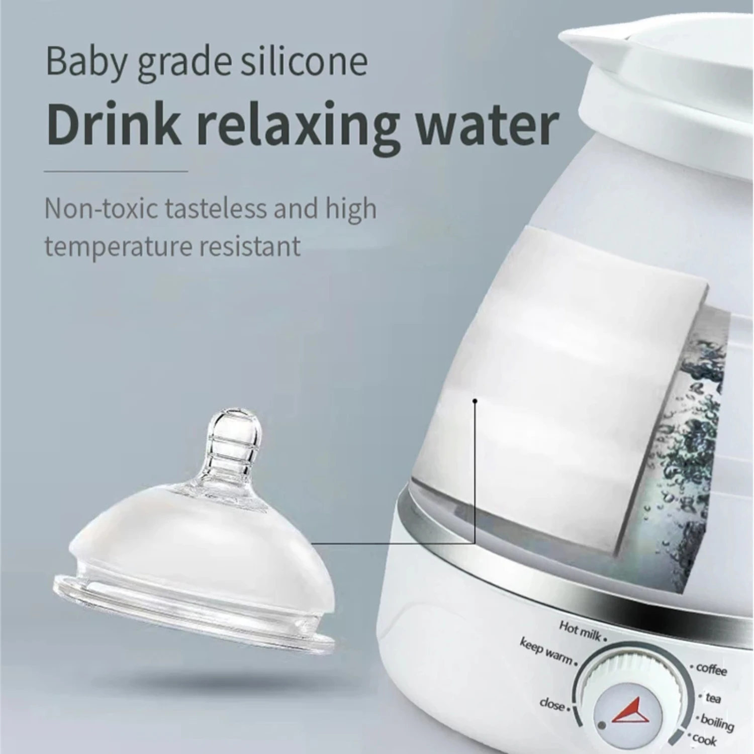 Silikon faltbare Wasserkocher Geräte tragbare Reise Wasserkocher warm halten einstellbare Temperatur Wasserkocher