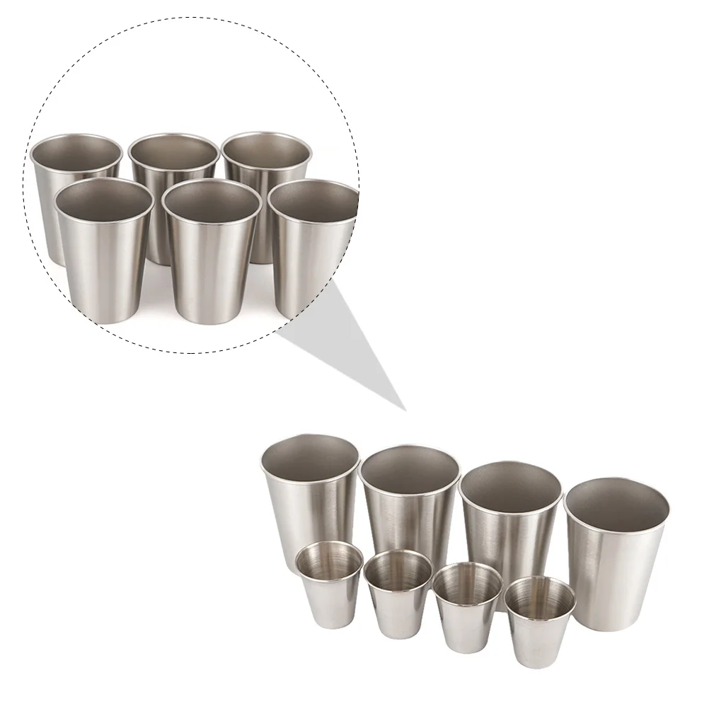 

8pcs Stainless Steel Cups Reusable Wine Tumblers For Beer Soda Water Picnic Bbq Camping Outdoor Portable Mugs Metal Cups For
