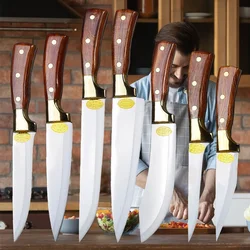 1-7pcs Japanese Sushi Knife Stainless Steel Boning Butcher Knives Cleaver Chef's Sashimi Santoku Kitchen Knife Set