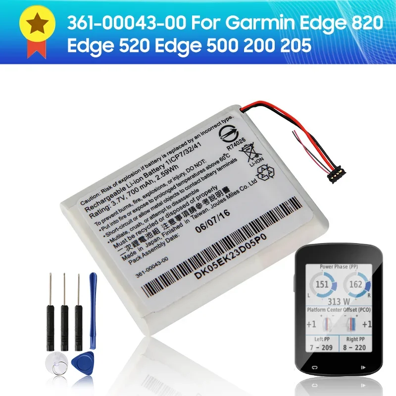 

Replacement Battery 361-00043-00 for Garmin Edge 820 Edge 500 Edge 520 200 205 Edge520 Plus GPS Cycling Computer Battery 700mAh