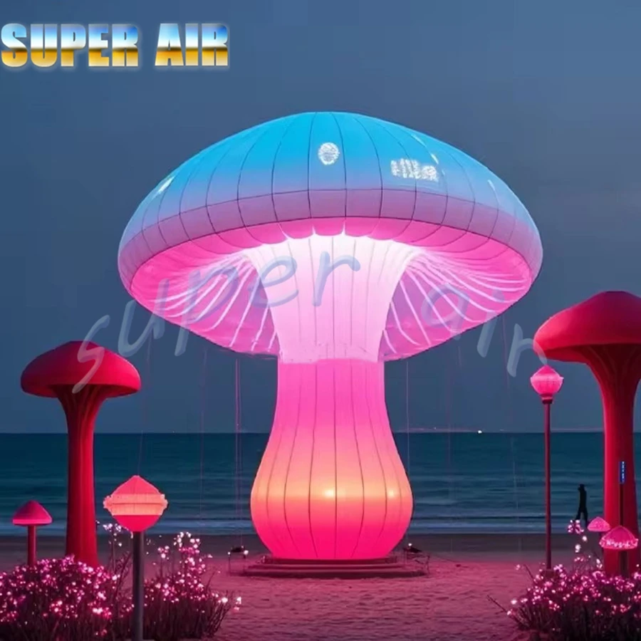Kolorowe oświetlenie, balon w kształcie grzyba, ogromny dmuchany grzyb do dekoracji sceny i imprez.
