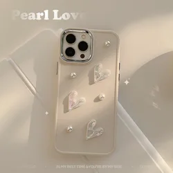 3D Love heart pearl relif diy girl woman phone case for iphone 11 12 promax se2020 7 8 14 plus pro max 13 xsmax x xr cover