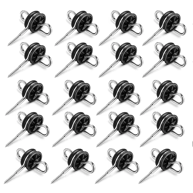 B-M Electric Fence Door Handle Anchor, Double Ring Farm Fence Wood Post Anchor, Electric Fence Wire Insulator 20 Pieces