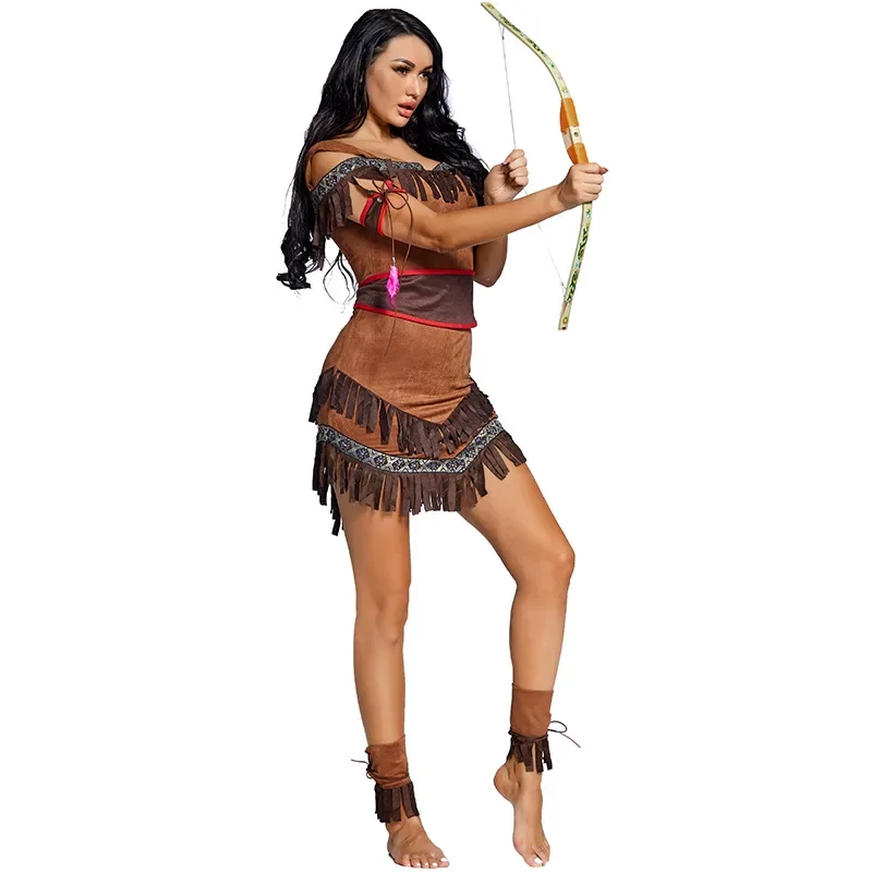 Carnevale principessa indiana costumi di Halloween per le donne femminile adulto Pocahontas Costume Cosplay Purim Party Fancy Dress up suit