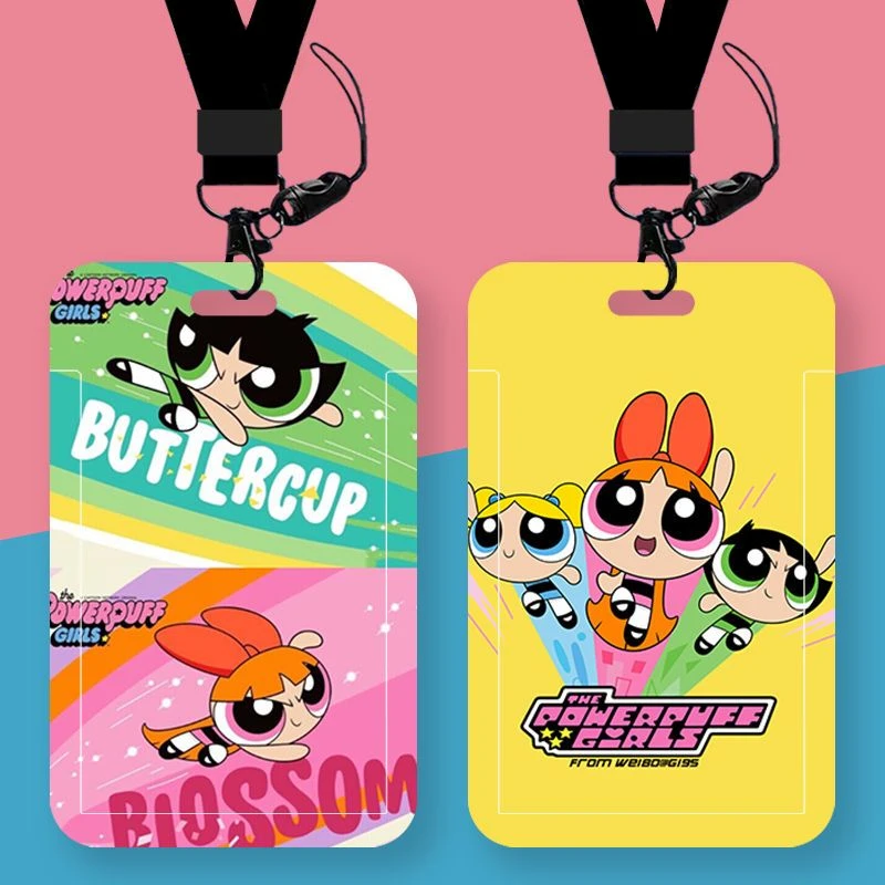 The Powerpuff Girls Blossom Bubbles Buttercup كارتون لطيف طباعة طالب الشريحة بطاقة الهوية الحرم الجامعي حافلة بطاقة مكافحة خسر واقية