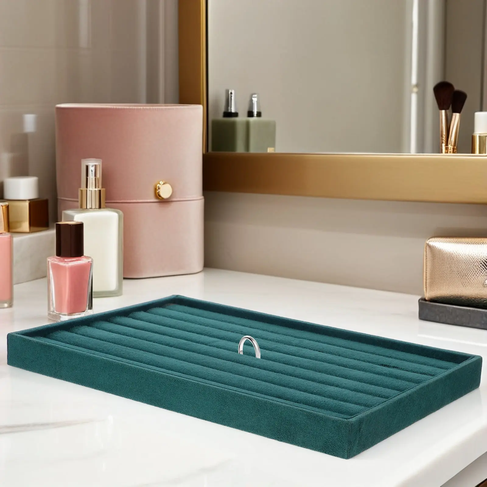 

Jewelry Organizer Tray Soft Fabric Display Rack Ring Necklace Earring Storage Box Jewelry Holder Display Tray Organizer
