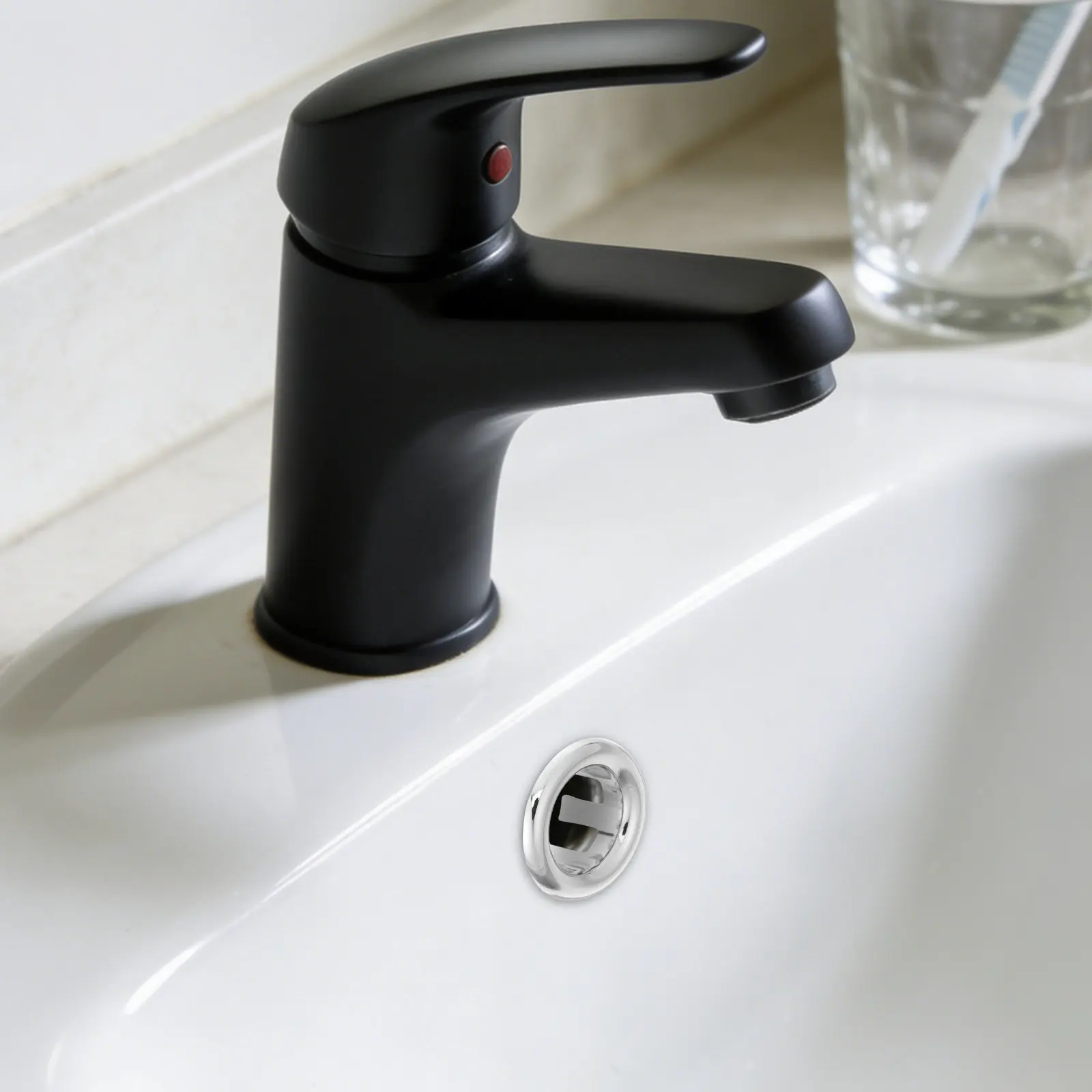 

12Pcs Plastic Sink Overflow Ring Trim Cover Round Cap for Bathroom Vanity Basin Overflow Drain Hole Replacement Washbasin