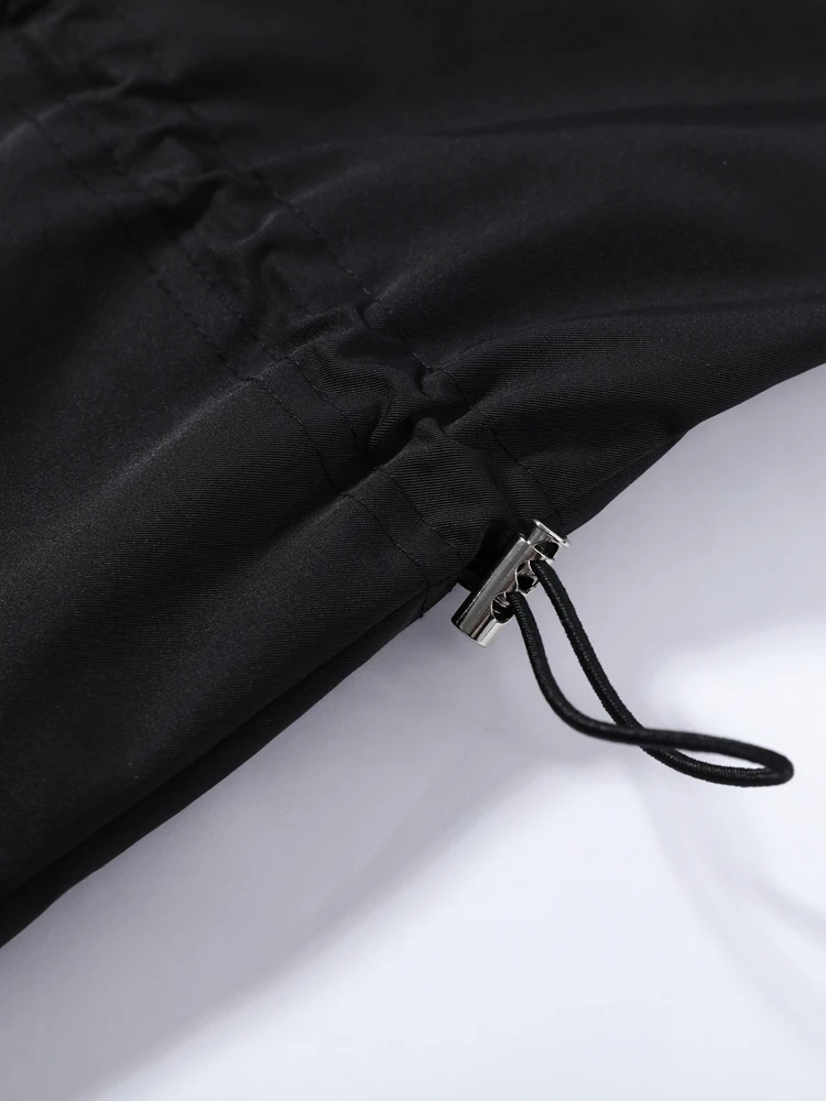 Stehkragen Langarm Oversize-Jacken für Damen Streetwear Große Taschen Kordelzug Taillenschnürung Schlanke Mäntel Frühling Damen-Oberbekleidung – Detail 10