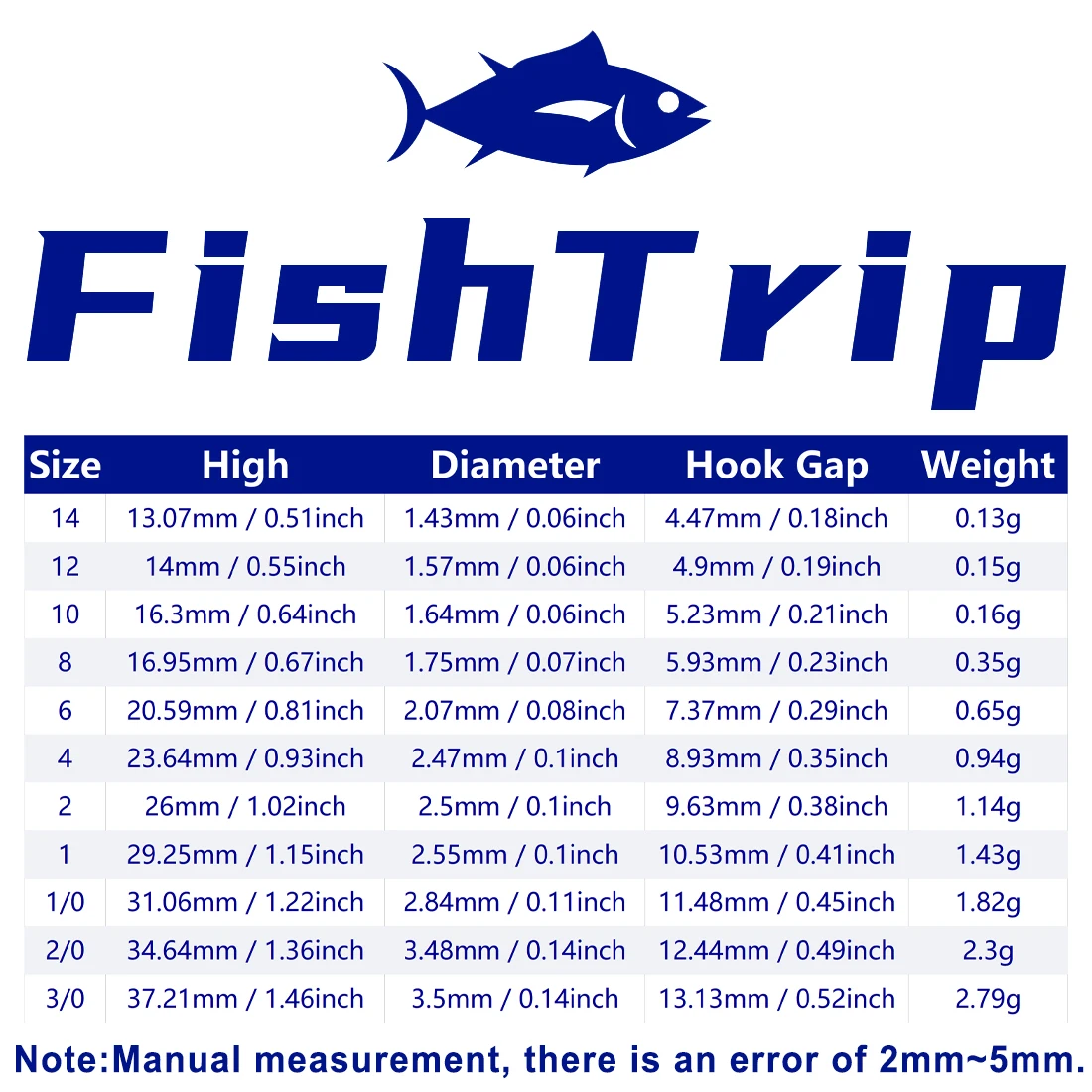 FishTrip 25Pcs Treble Hook Fishing Triple Hook High Strength Deep V-bend Fishing Hook for Replacement Hardbaits