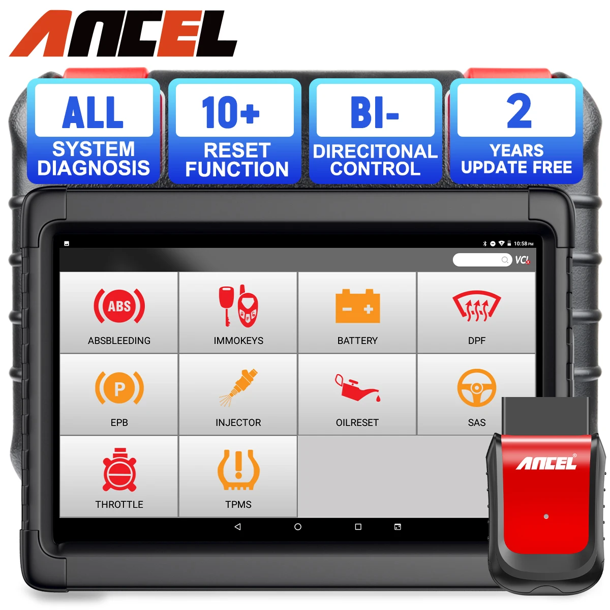 Ancel-Outil de Diagnostic Automobile X6, Scanner Tout Système, ABS, SRS, Huile, EPB, BMS, OBD 2, Outils de Réparation Automobile