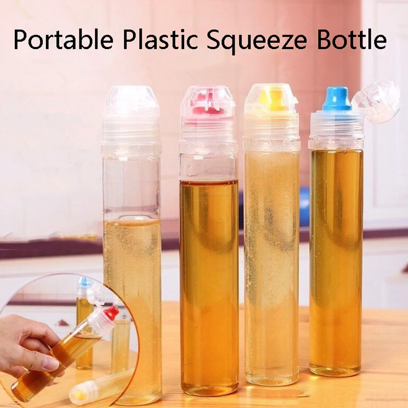 1 pz portatile da viaggio 130ml Dispenser di miele antigoccia punta dell'ago bottiglia aceto olio sciroppo spremere contenitore applicatore con coperchio