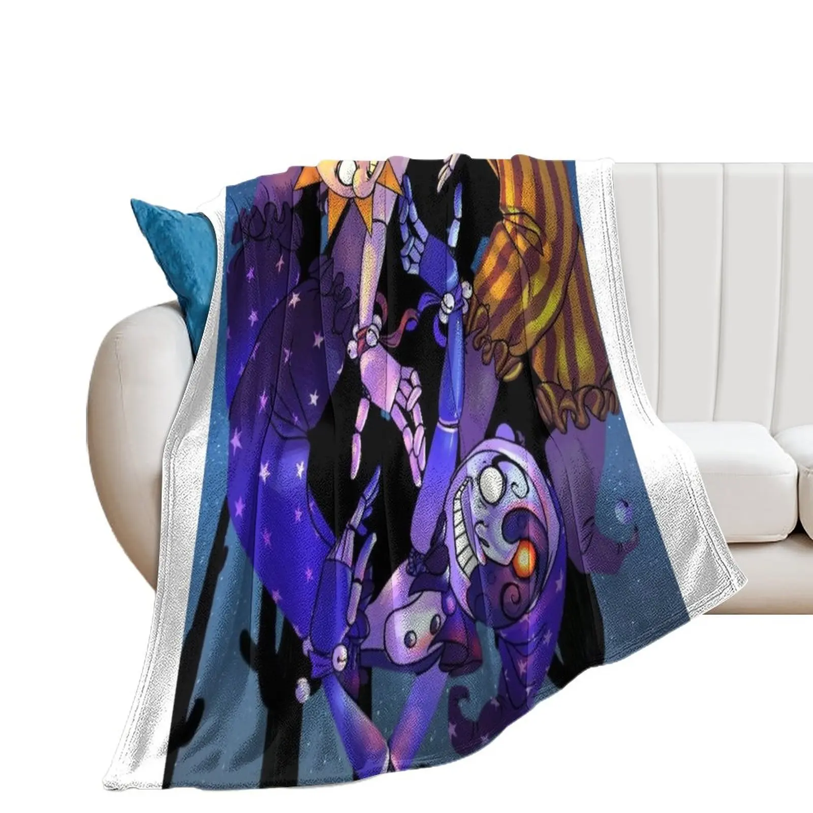 

fnaf security breach sun and moon Throw Blanket Hair Shaggy Cute Plaid Furry Blankets