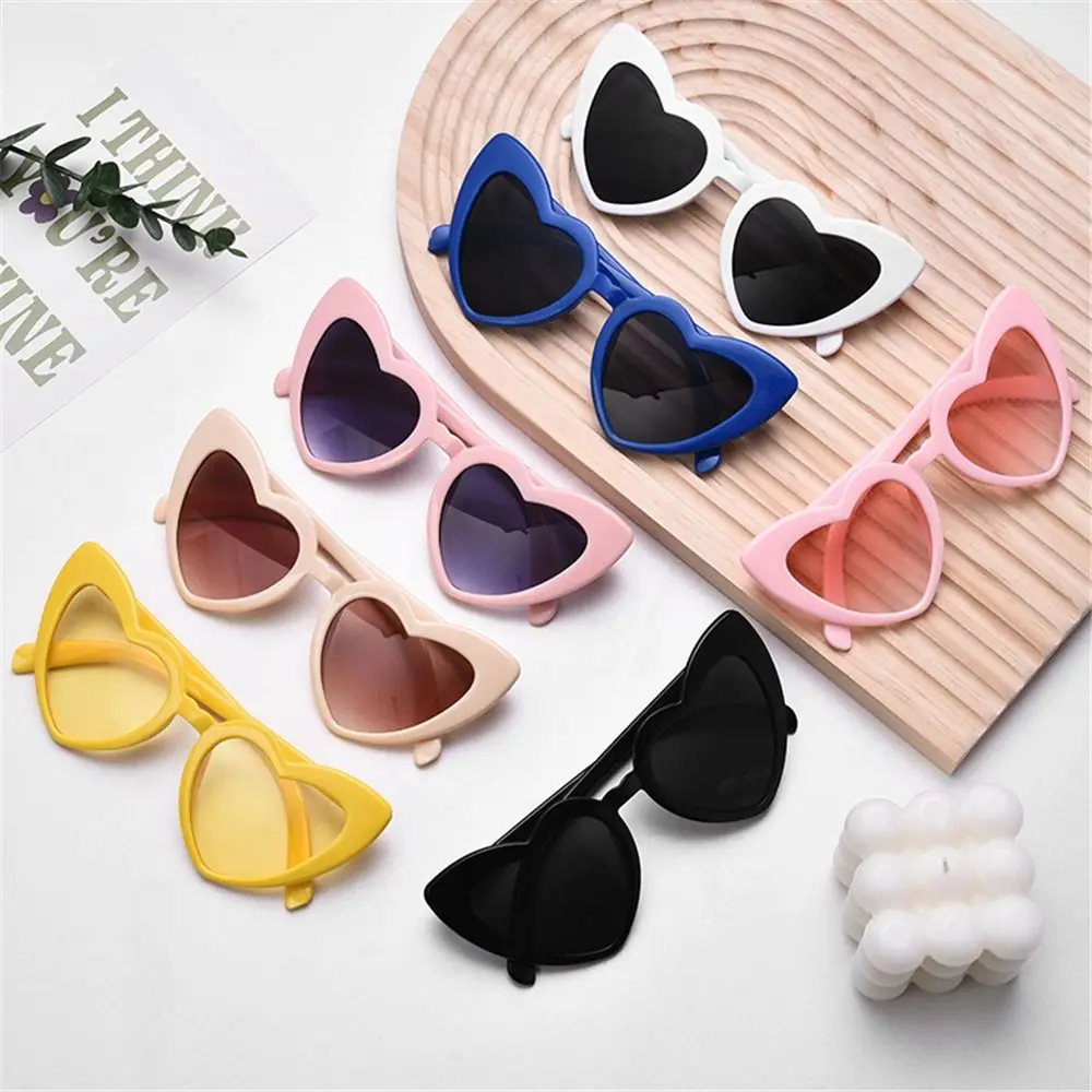 Light Effect Heart Effect Glasses Retro Cute Heart-Shaped Shades Pink Sun Glasses