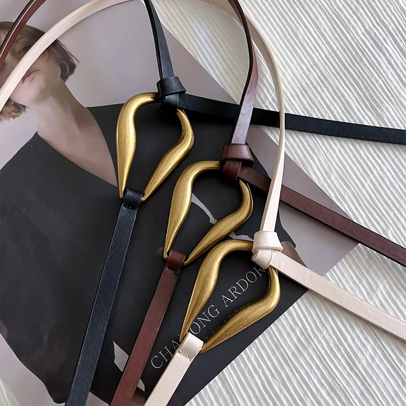New Non-hole Woman Thin Belt PU Leather Metal Buckle Wrist Strap For Female Dress Shirt Decor Belts Fashion Adjustable Waistband
