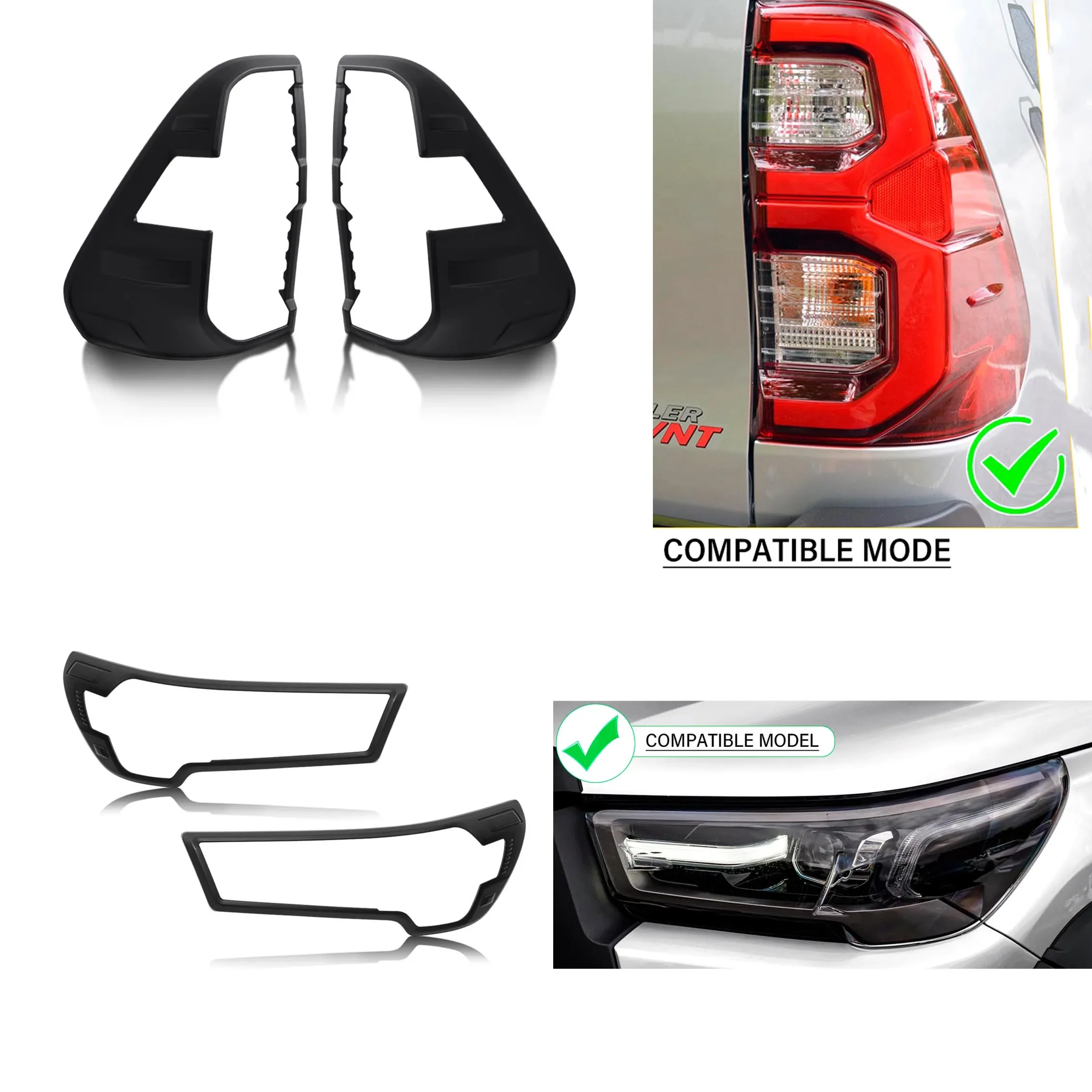 ABS Front Tail Lights Cover Lamp Protector Surround Headlight Cover for Toyota Hilux 2021-2024 year 4X4 Auto Part Car Styling