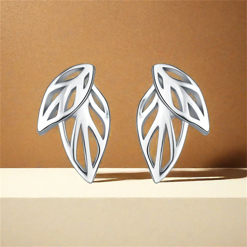 100% Sterling Silver 925 Earring leafage Women Stud Earrings Fit Original Pandora Earrings Ladies Wedding Jewelry Gifts