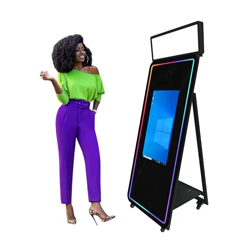

2025 Social Photo Mirror Booth High Quality Mirror Magic Selfie Photo Booth Touch Screen 70 Inch Mirror Photo Booth With Printer