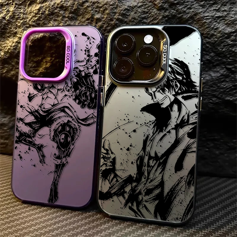 O-one Pieces Cartoon Zoro For iPhone 15 14 13 12 11 Pro Max XS Max X XR 7 8 Plus 6S Fashion Colorful Silver Phone Case