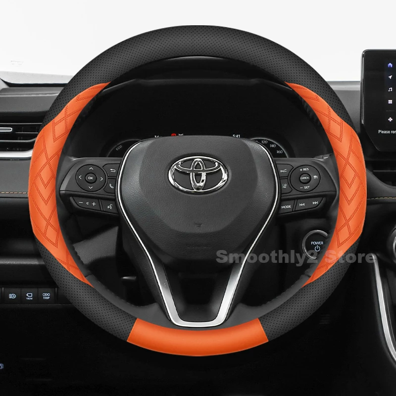 

Car Leather Steering Wheel Cover For Toyota RAV4 Hybrid 2009-2024 2025 Non-slip Auto Steering Wheel Toyota RAV4 Accessories