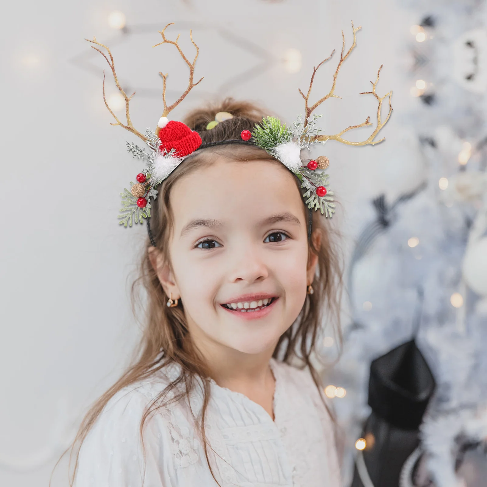 

2Pcs Christmas Reindeer Antlers Headband Deer Horn Headband Universal Fit Party Hair Accessory Xmas Photo Props Christmas Hair