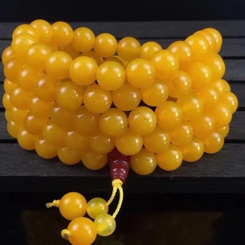 

【National Inspection Certificate】Natural Red and Yellow Agate Jade Bracelet for Men and Women108Agate Buddhist Bead Bracelet Nec