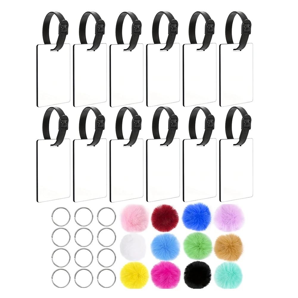 

НОВИНКА: 48 шт. заготовок для сублимации, двусторонние этикетки для багажа из МДФ, белые заготовки для именных бирок на чемоданы, рюкзаки и дорожные сумки