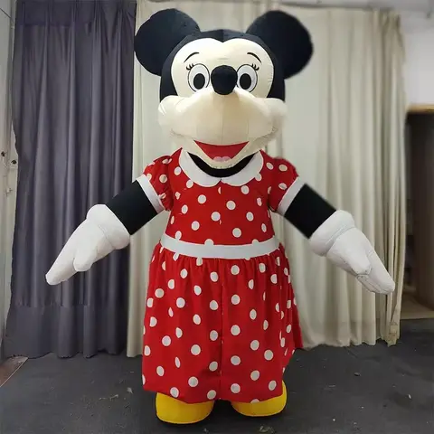 MINISO Disney Jätte Uppblåsbar Musse och Mimmi Pigg Maskotdräkt Vandrande Dockkläder Julfest Utan Batteri 8 best sales Minnie maskotdräkt - №7