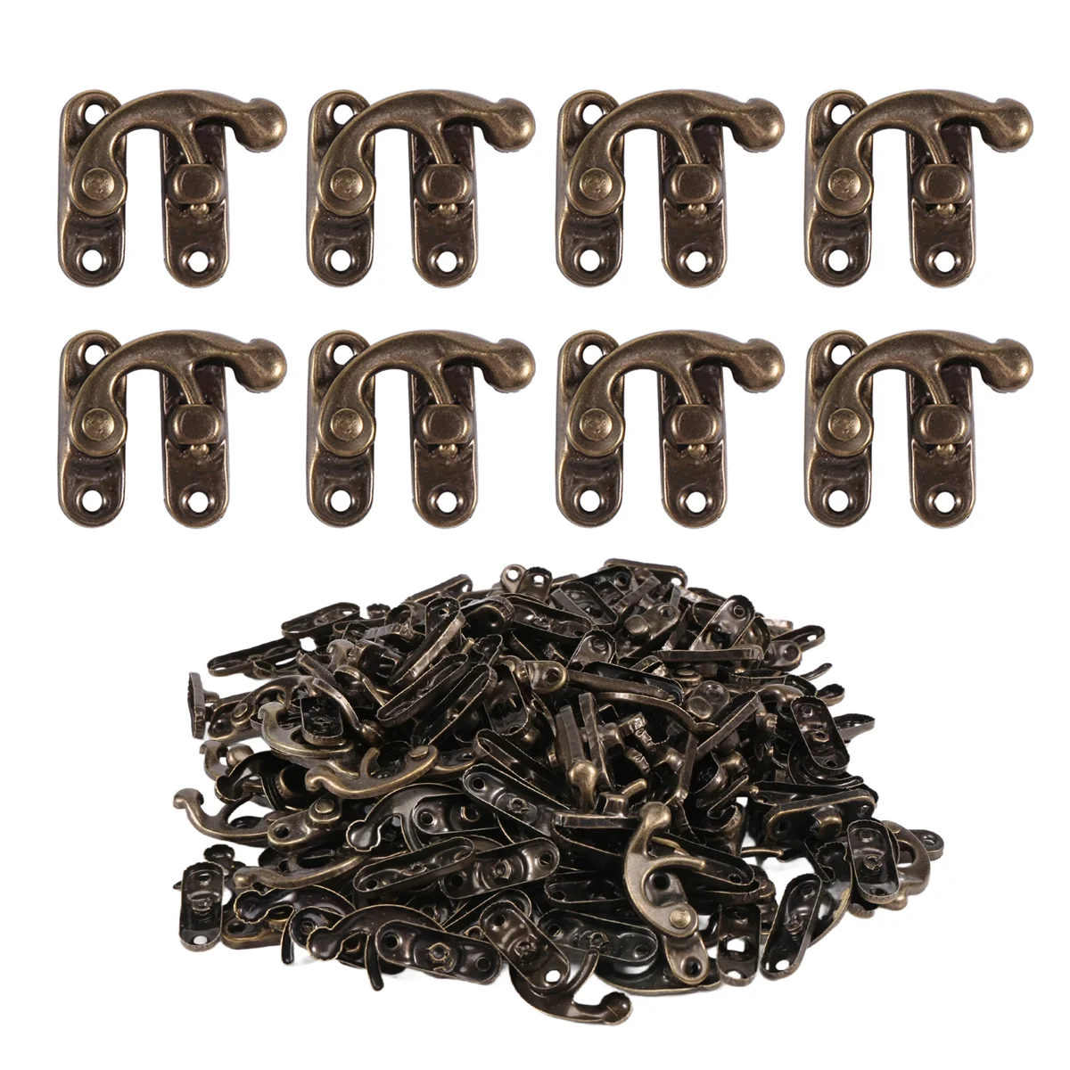 100 STKS Vintage Metalen Hardware Meubels Houten Doos Lederen Tas Hardware Decoratieve Klink Sluitingen Lock Hangslot Hasp met Schroeven HY