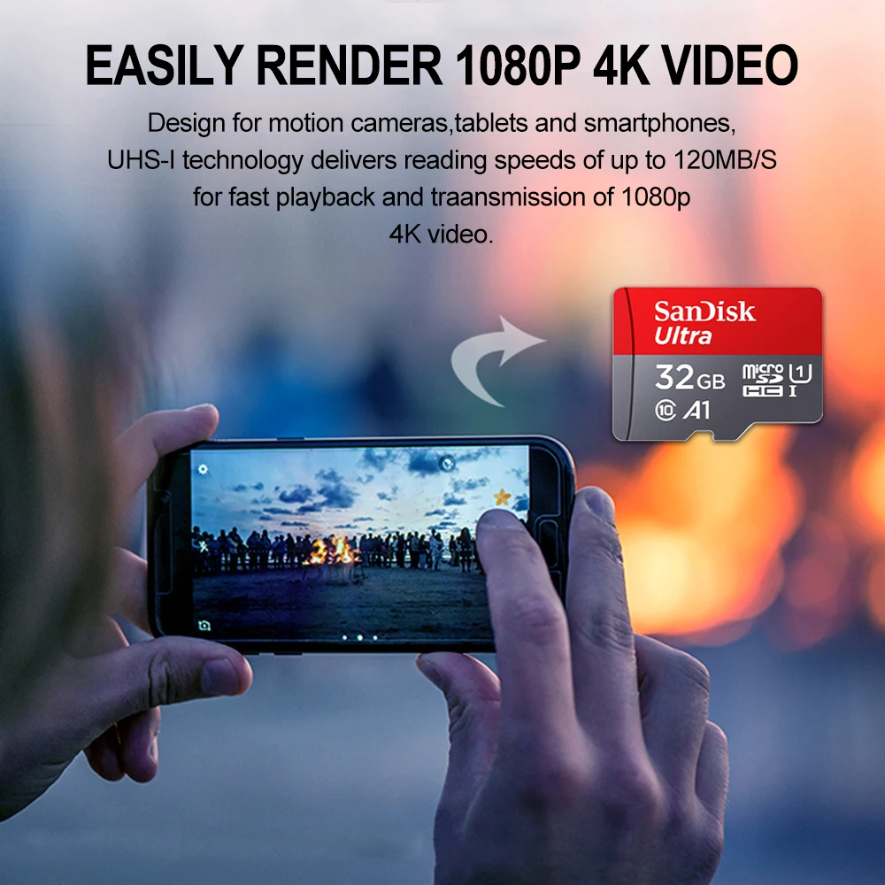 Sandisk Ultra Micro SD Card 32GB 64GB 128GB Micro SD Memory Card 128gb Class 10 TF/SD Card microsd 512gb 256gb for SmartPhone