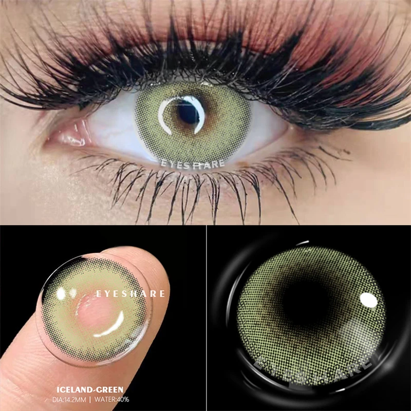 Eyeshare-lentes de contato verde para olhos, cosméticos, beleza