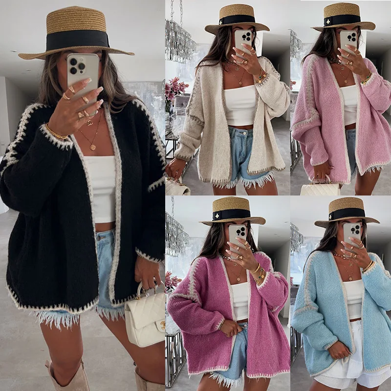 Spring Autumn Winter European and American Sweaters Cardigans Knitwear Loose Oversized Sweaters Outerwear for Women