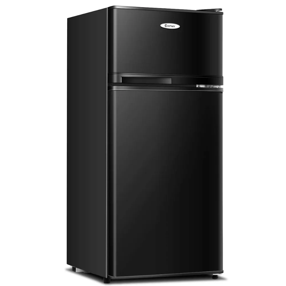 Refrigerador compacto, 3.4 Cu Ft refrigerador clássico com prateleiras de vidro removíveis ajustáveis, controle mecânico, punho Recessed