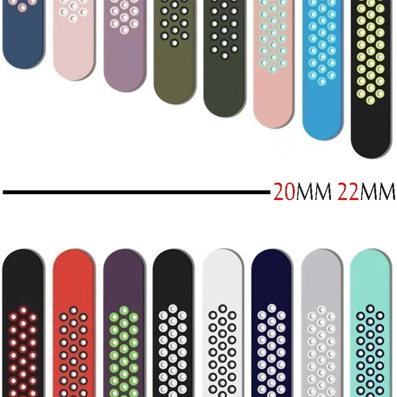 22mm 20mm watch Band for Samsung Galaxy Watch 7-6-5-pro-4-Classic/active 2 40/44MM Silicone bracelet Huawei GT 4-3-2e-pro strap