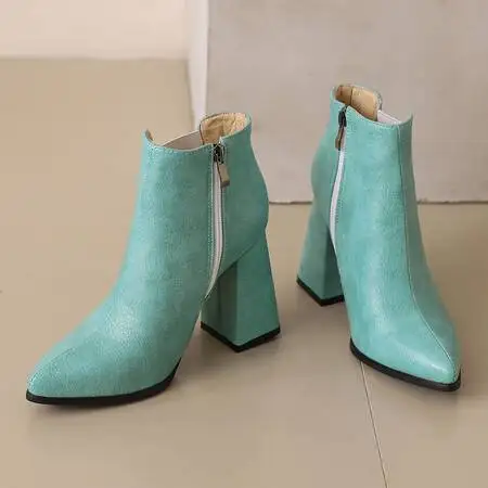 Brand Classic Women Ankle Boots Chunky Heels 10cm Zipper Large Size 48 49 50 Vintage Casual Daily Booties for Female image 5