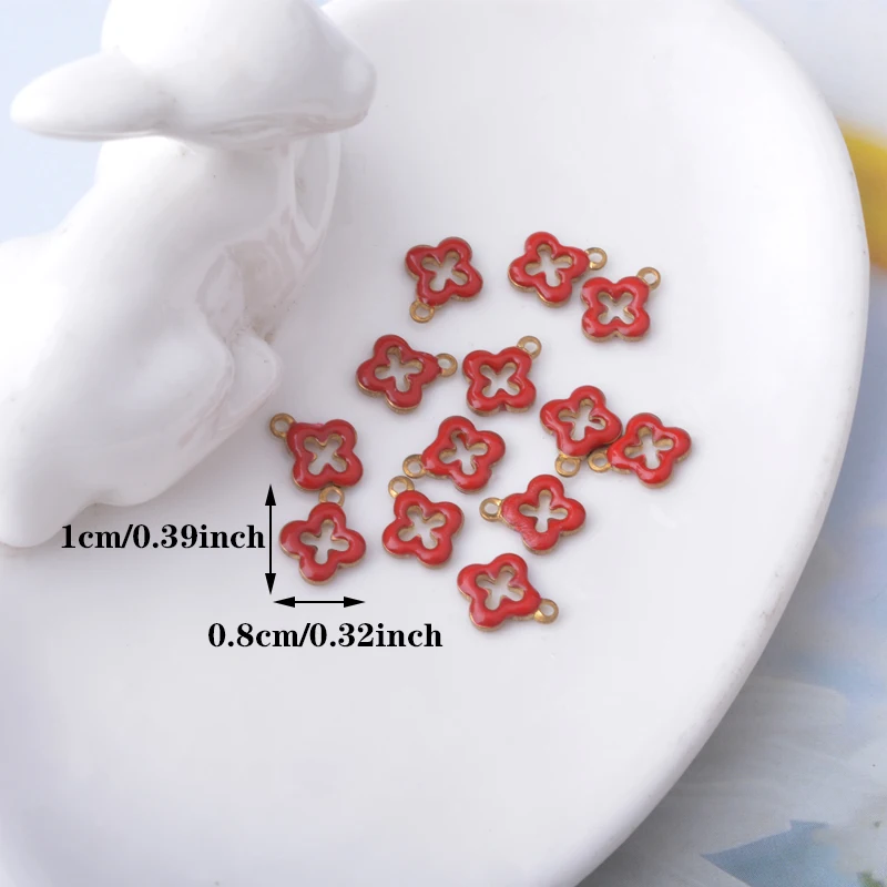 30 Stück Kupfer Beidseitig Emaillierte Pflaumenblüten-Anhänger Mini-Kreuz-Perlen Damen Halskette Ohrringe Anhänger DIY Schmuckzubehör – Detail 2