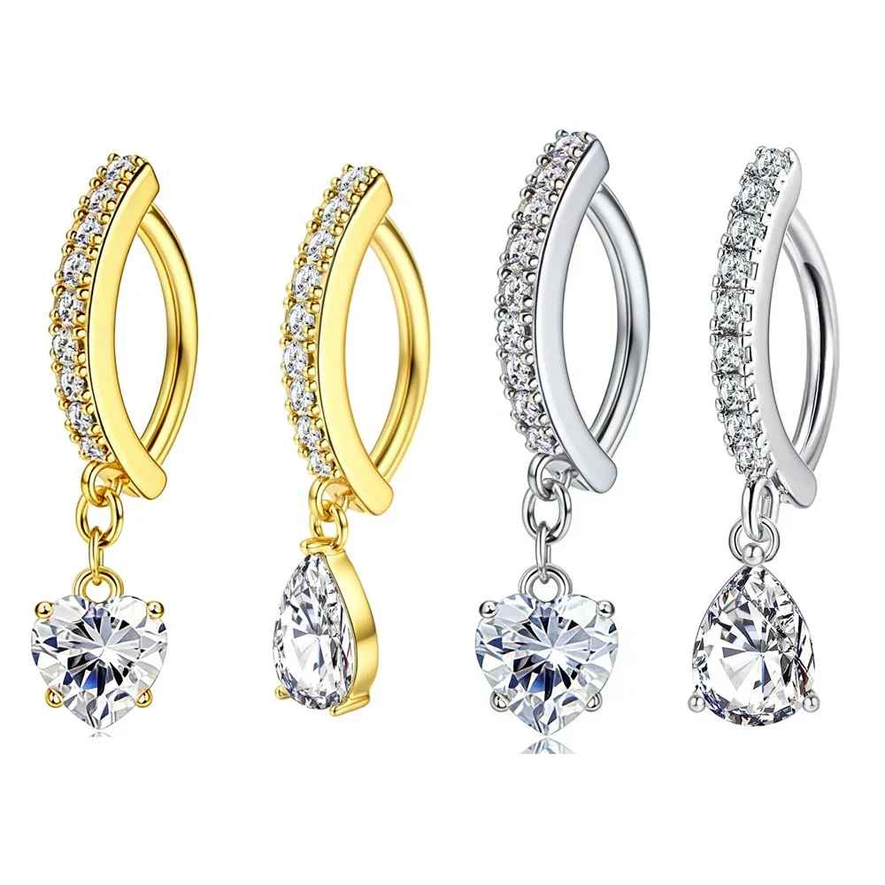 1PCS Drip Belly Button Ring Stainless Steel Crystal Clicker Belly Rings Women Fashion Reverse Navel Piercing Rings Body Jewelry