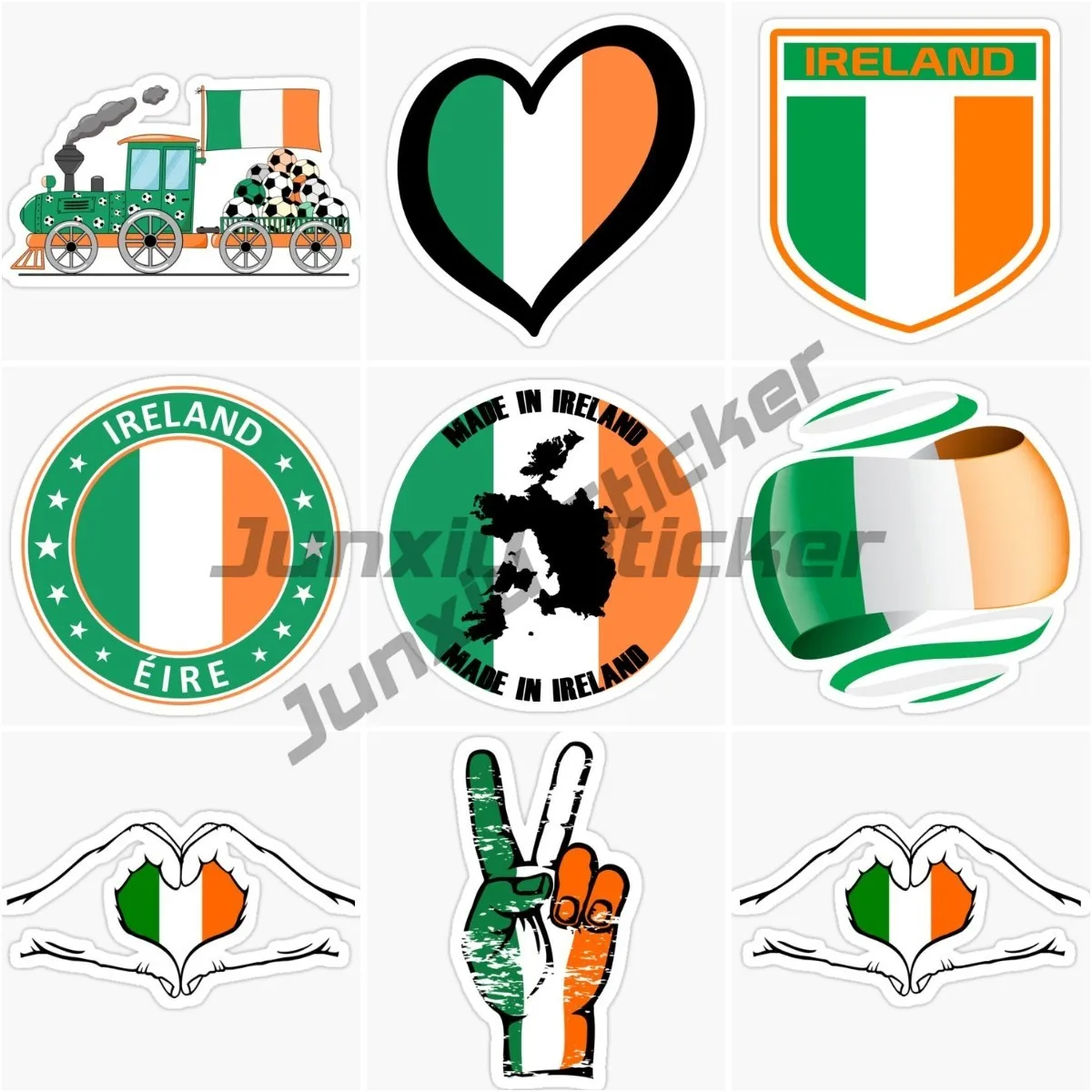 Irish Flag Emblem Car Stickers Vinyl Self Adhesive Flowers Suitable for Motorcycle and Bicycle Decoration Stickers