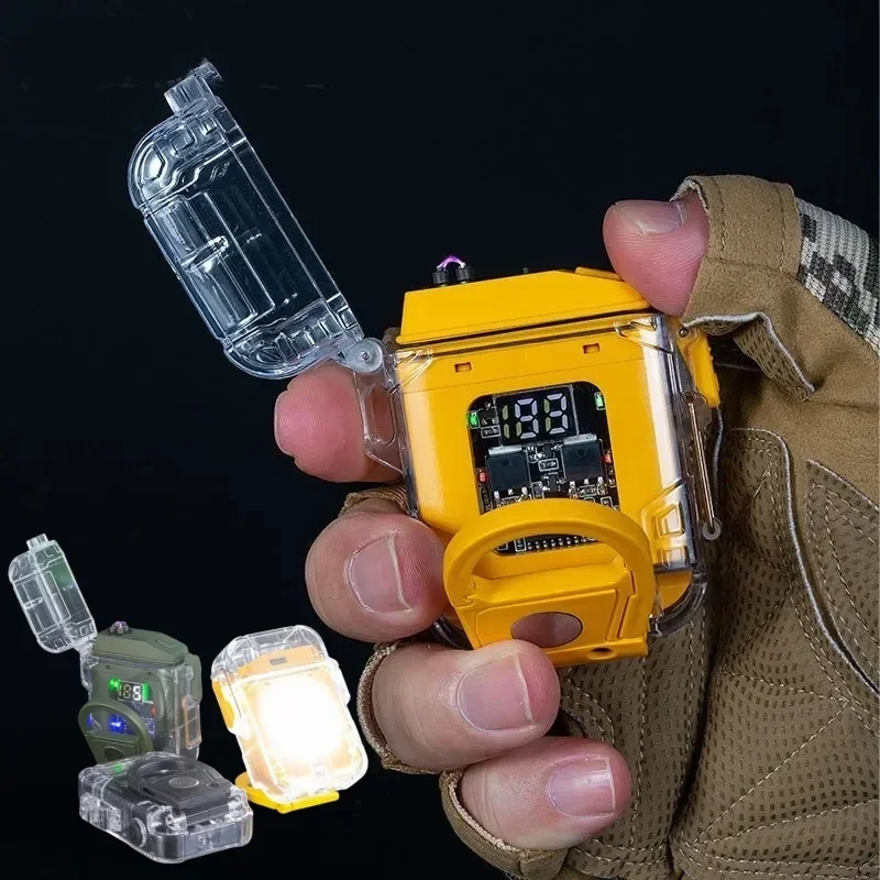 Multifunctional Magnetic Windproof Waterproof Arc USB Fast Charging Lighter Extra Long Life Outdoor Sports LED Display Lighter