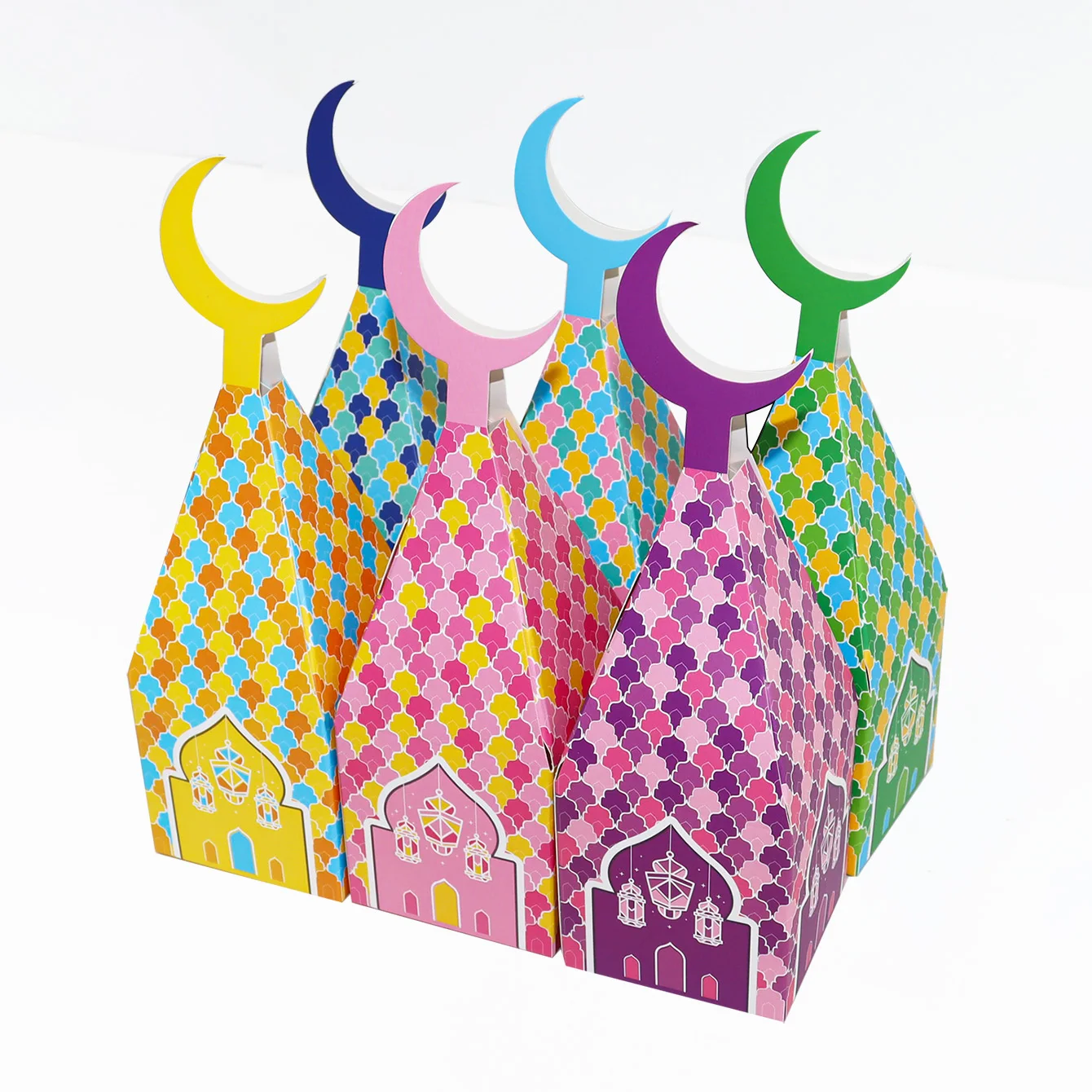 6/12pcs Ramadan Mubarak Gift Box Moon Lantern Eid Mubarak Candy Boxes Ramadan Decoratie 2025 Muslim Eid Al Adha Party Supplies