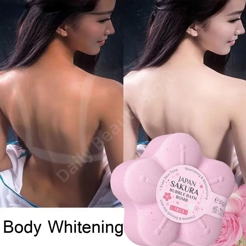 Body Whitening Bubble Bath Salt Bomb Remove Cutin Melanin Deep Cleaning Repair Chicken Skin Scrub Moisturizing Smooth Skin Care