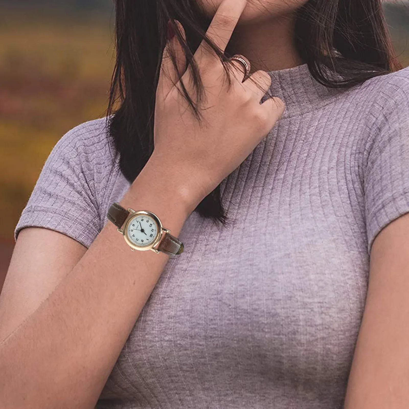 

Women Watch Stylish Brown Strap Small Face Soft Comfortable Wrist Watch Perfect Gift for Women Watches