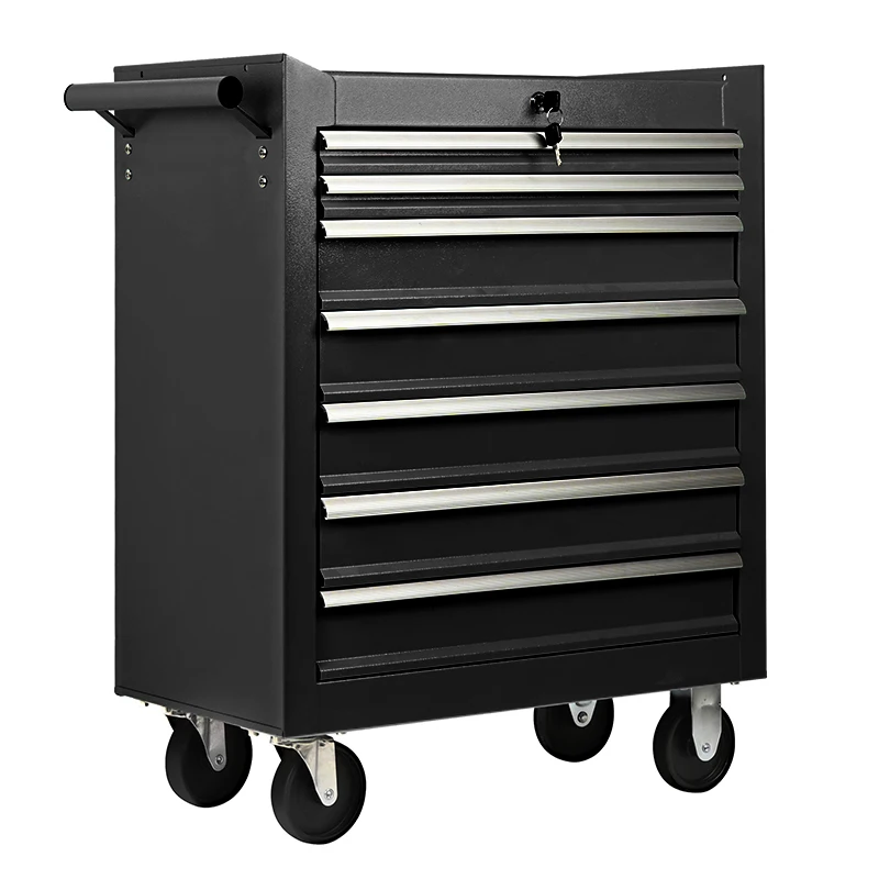 a for7 Tier Stainless Steel Tool Cabinet Rolling Workshop Storage Trolley 300kg Load Capacity