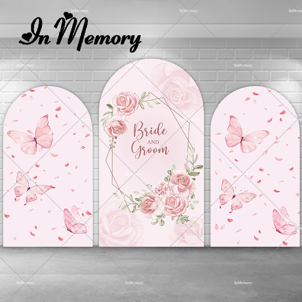 Pink Butterfly Floral Wedding Arch Backdrop Cover Lady Bridal Shower Birthday Party Photography Backgrounds Chiara Wall Banner